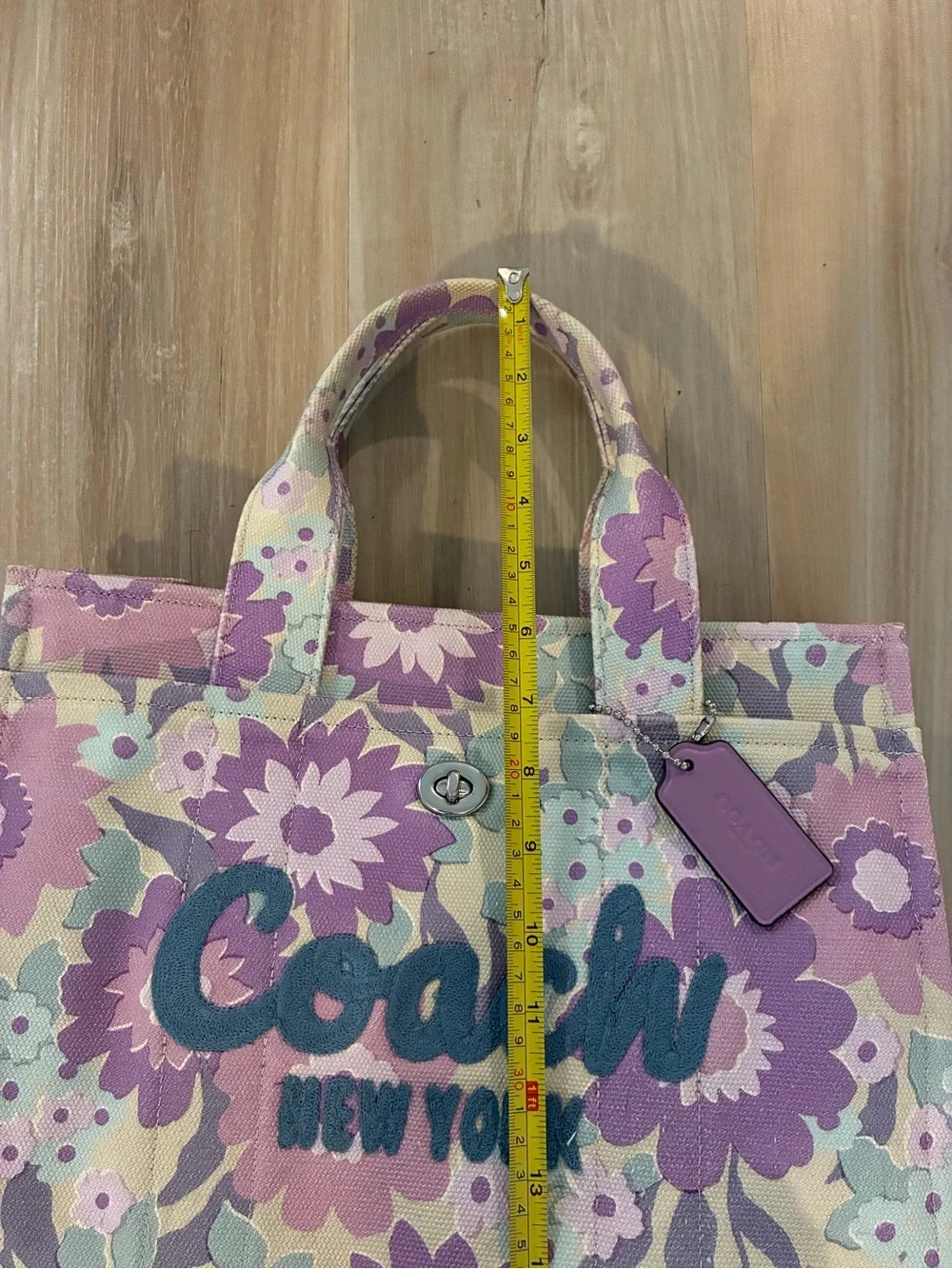 Coach Floral Canvas Tote in Lavender and Mint